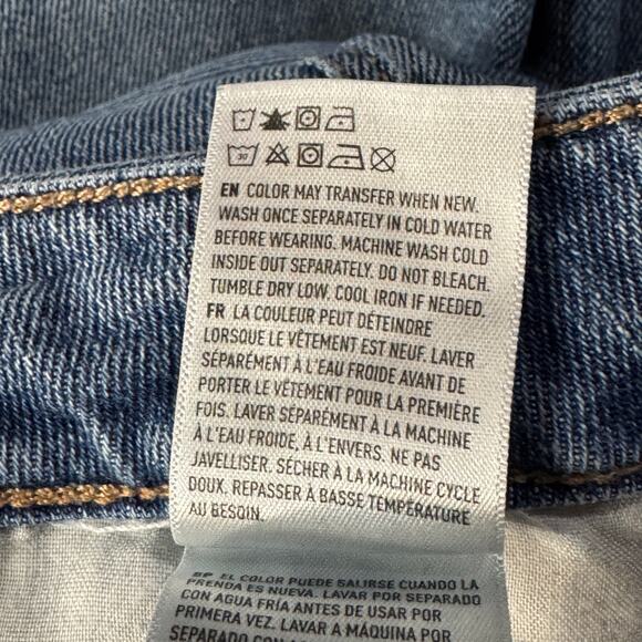 American Eagle SZ 12 Mom Jeans Distressed Rips Hi-Rise Zip-Fly Medium Wash Blue - Picture 12 of 12